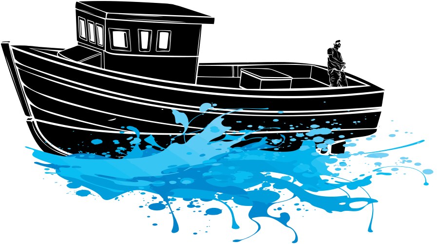 Black white ark boat ship noah at sea logo Vector Image
