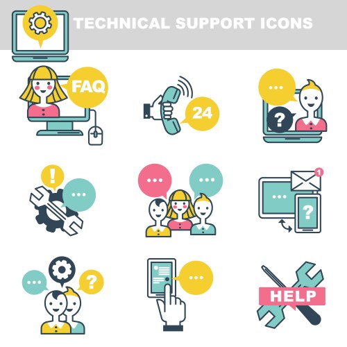 technical support icons which symbolize help vector image