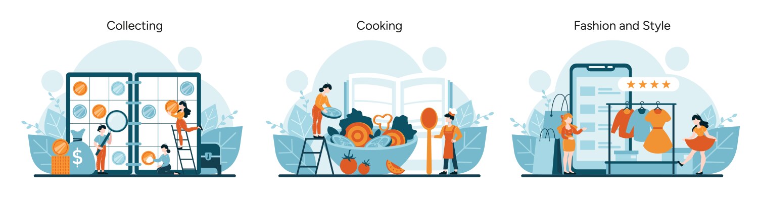 coin collectors scrutinize valuables chefs vector image