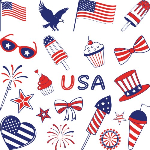 Fourth of July Celebration Icons Vector Image