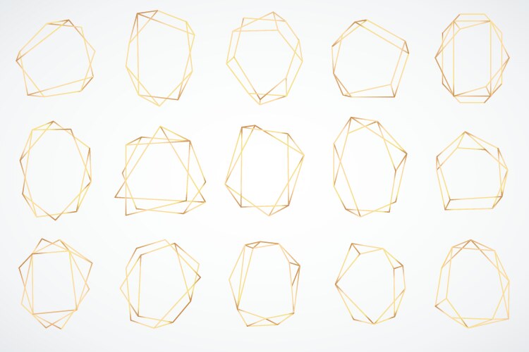 Geometric frames set polygon shapes and borders Vector Image