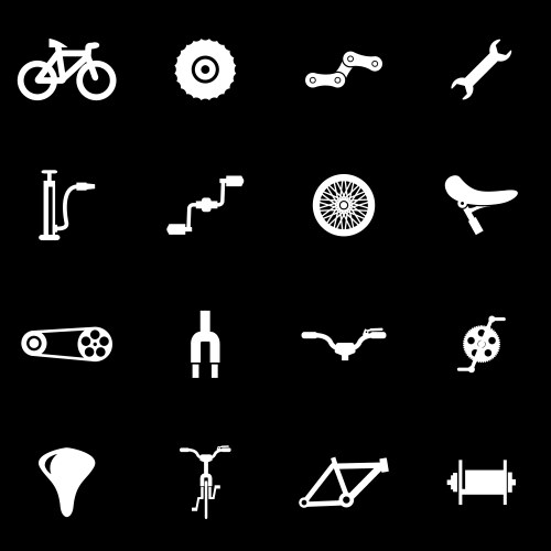 Black bicycle part icons set Royalty Free Vector Image