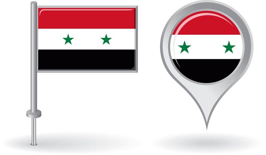 Syrian pin wavy flag Royalty Free Vector Image