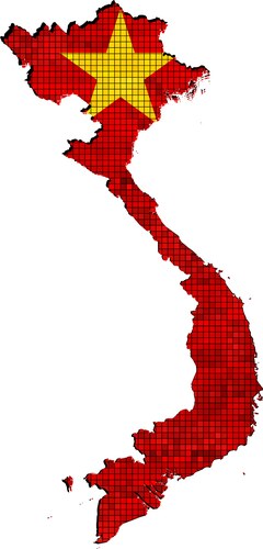 Vietnam Grunge Map with Flag Mosaic Vector Image