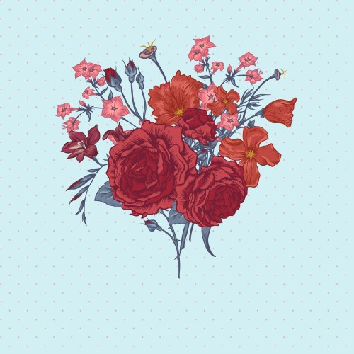 Beautiful summer bouquet with victorian roses Vector Image