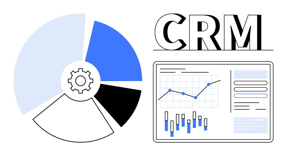 Crm dashboard with pie chart and data analytics vector image