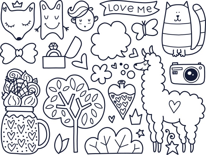 Cute Doodle Collection Vector Image