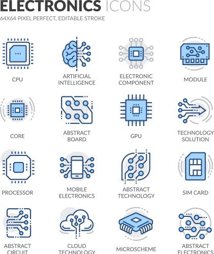 Cpu icon electronic circuit processor chipset Vector Image