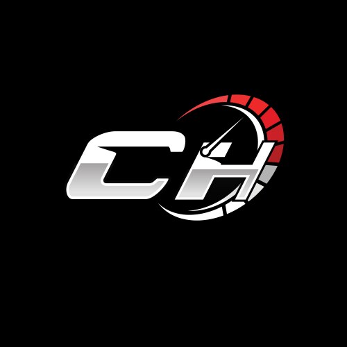 Ch logo letter speed meter racing style Vector Image