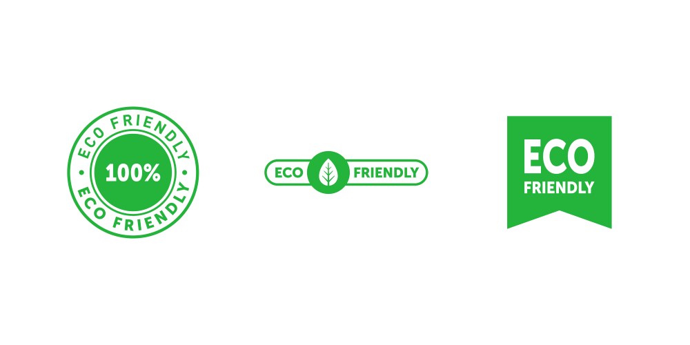 Eco Friendly Badge Set - Green Vector Image