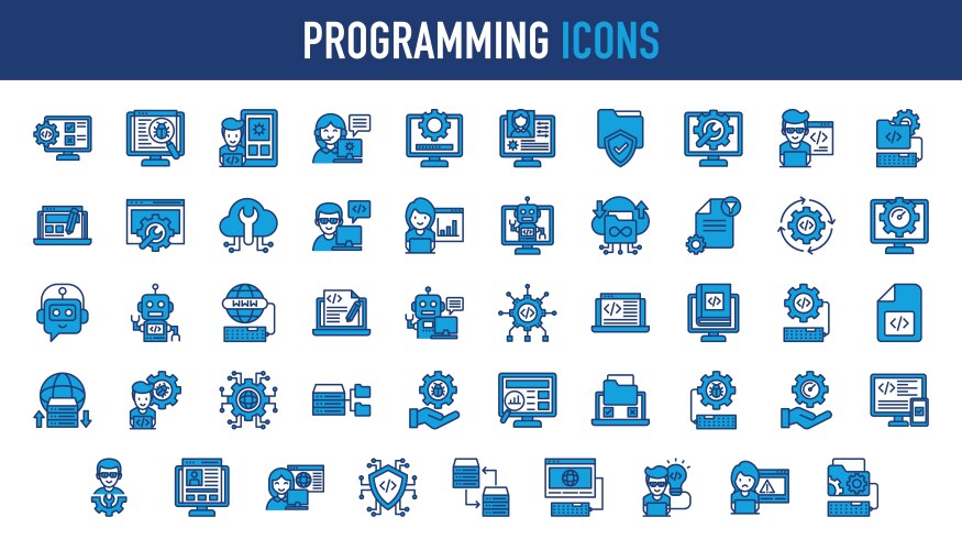 programming line icon set vector image