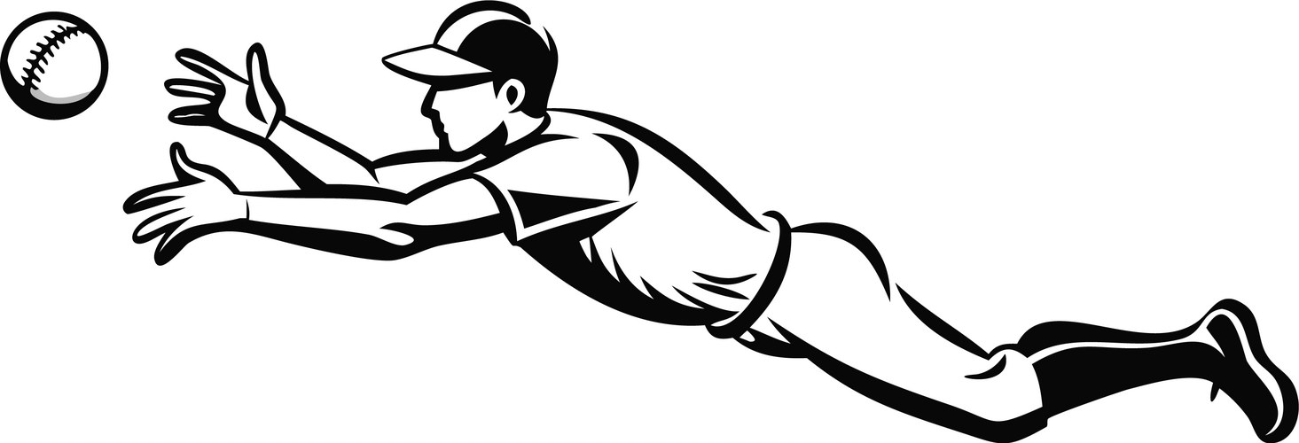 Baseball Player Diving to Catch