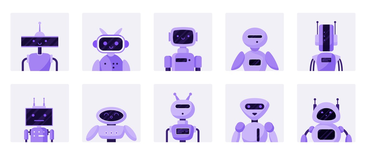 Chat bot avatars robotic digital assistant avatar Vector Image