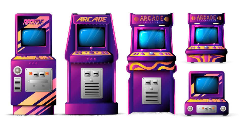 arcade machines realistic set vector image