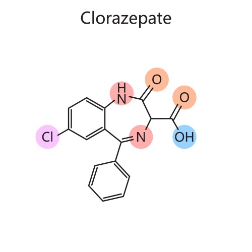 chemical formula clorazepate diagram vector image