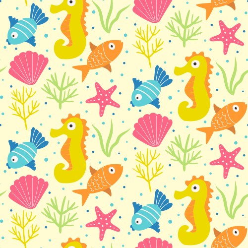 Under the sea creatures seamless pattern Vector Image