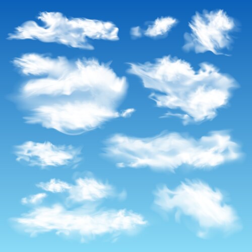 Realistic clouds set white cloud blue sky Vector Image