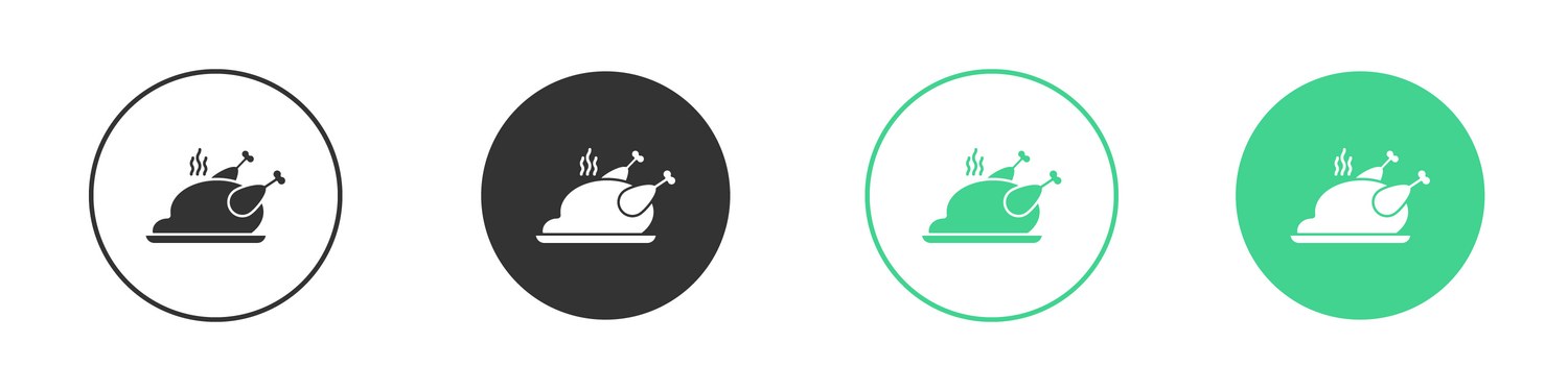 Turkey Icon Set - Roast & Grill Vector Image