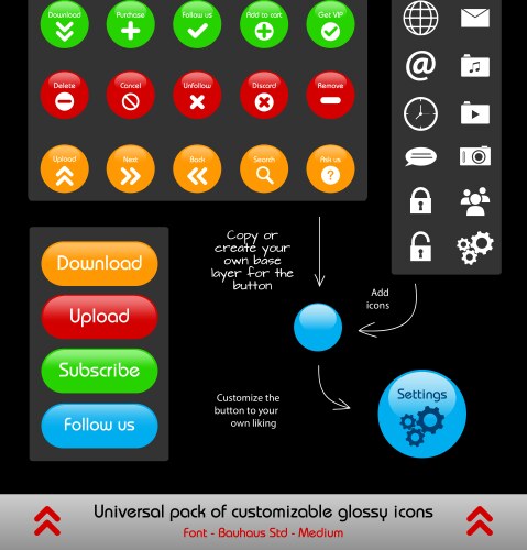 Set of customizable web and phone app buttons vektorbild