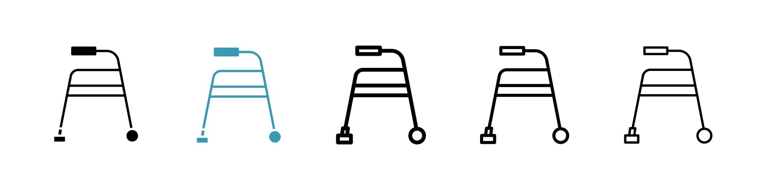 Person walking icon set in black and white Vector Image