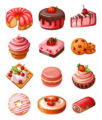 set icons sweets vector image