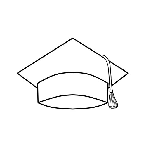 Graduation Cap Line Art Vector Image