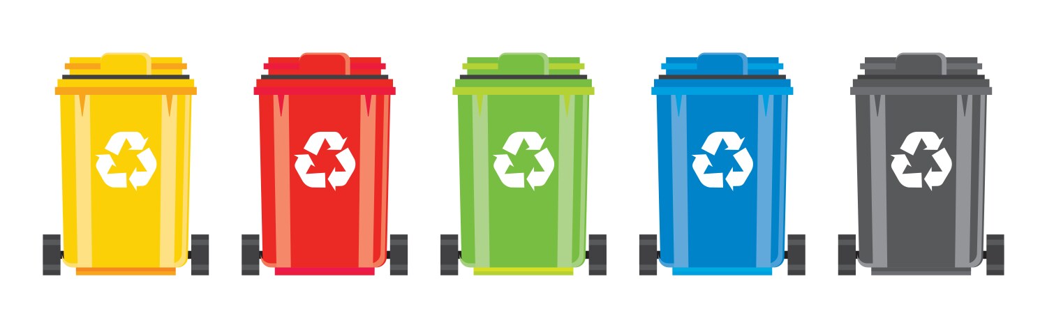 set of recycle bins with symbol isolated vector image