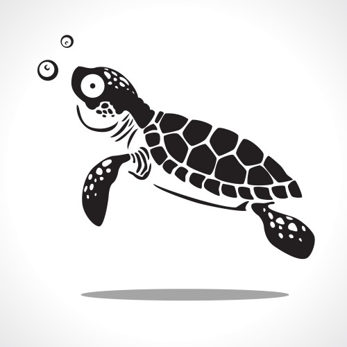 Sea turtle animal cartoon on white background Vector Image