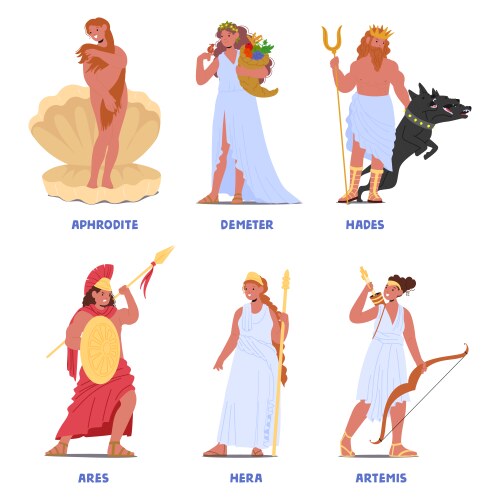 Ancient greek deities including aphrodite demeter Vector Image