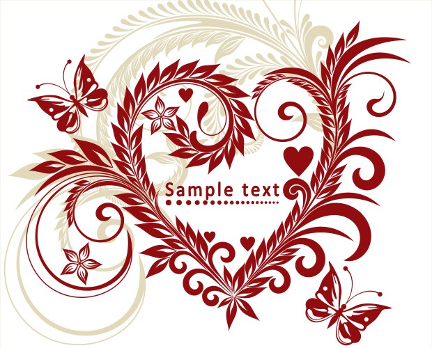 Red floral heart Royalty Free Vector Image - VectorStock