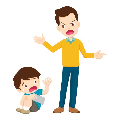 Parent angry to kid addicted phone vector image