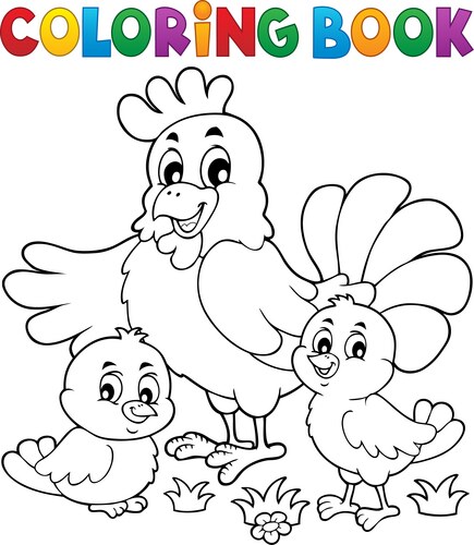 Coloring book chickens and hen theme 1 Vector Image