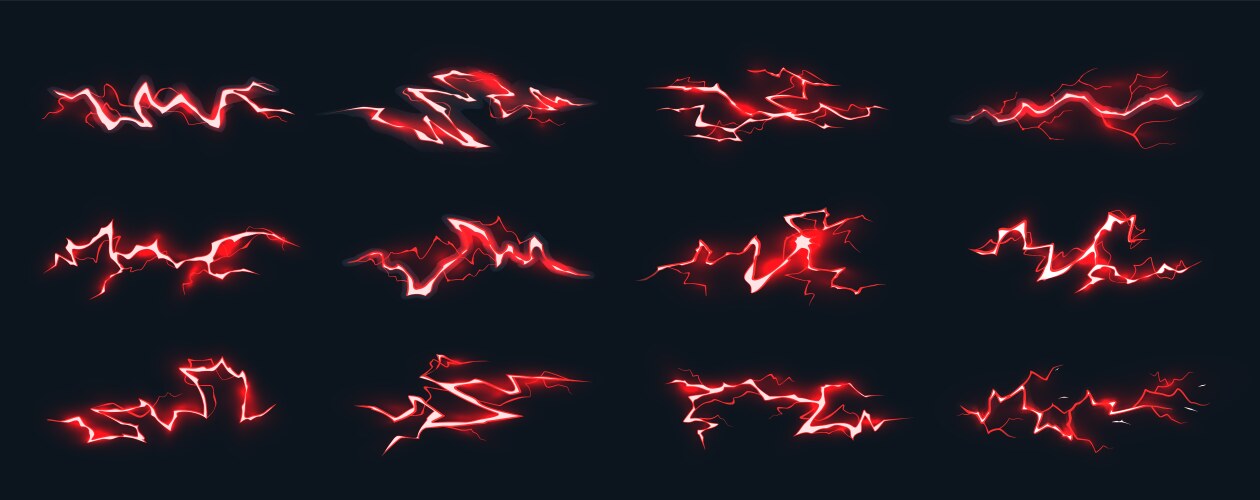 Red lightnings cartoon electric power Vector Image