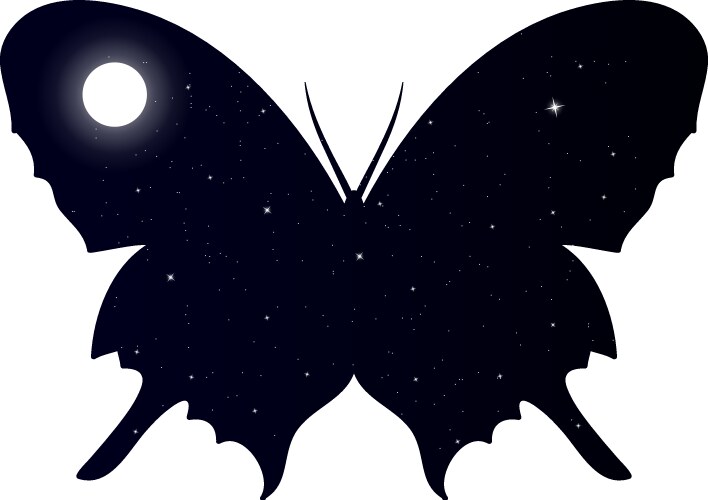 Double exposure butterfly with star sky background Vector Image