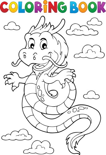 Chinese Dragon Coloring Book Page Vector Image