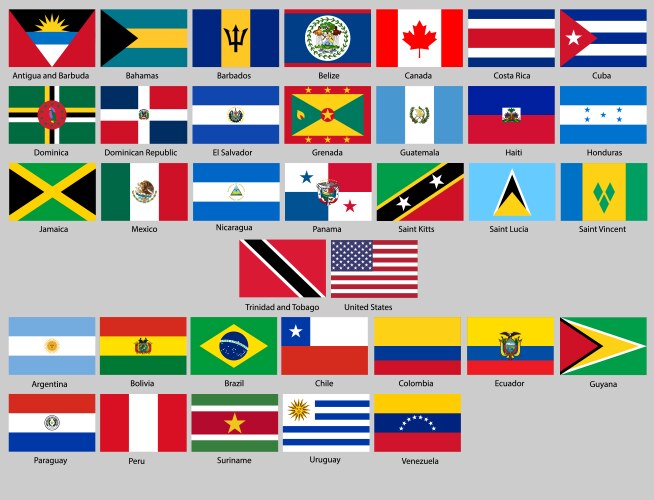 Set of 24 flags countries started with p q r s Vector Image