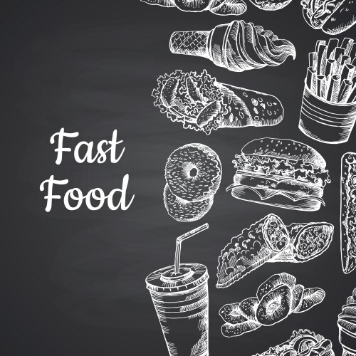 Hand Drawn Fast Food Chalkboard Vector Image