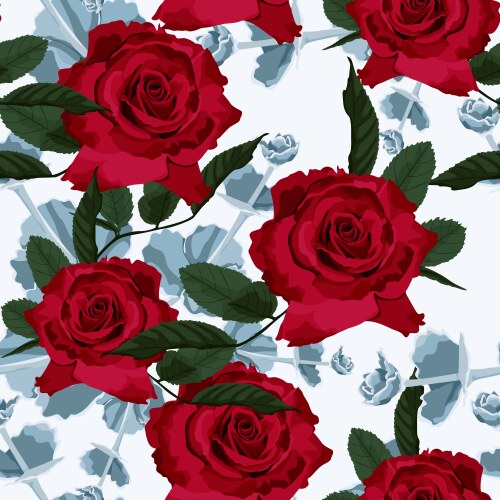 Horizontal seamless background with red roses Vector Image