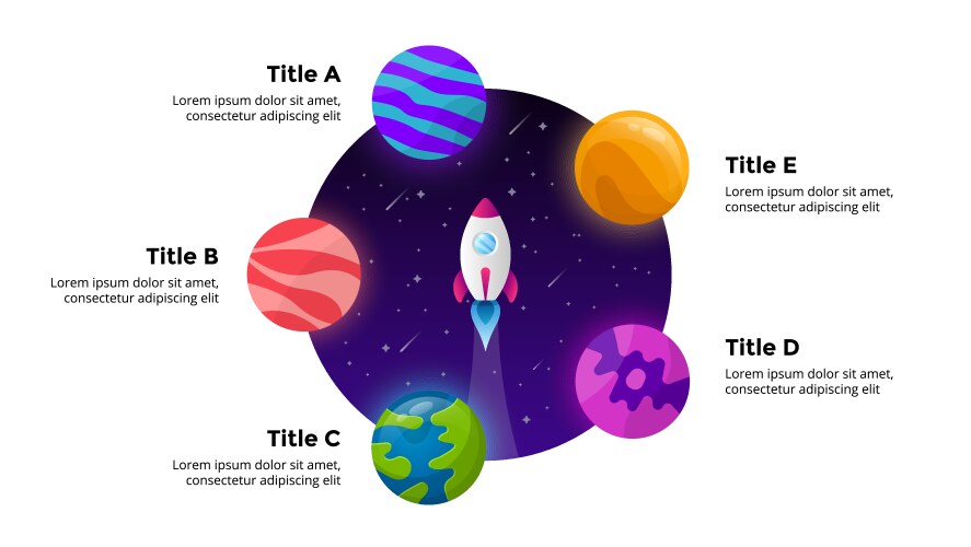 Circle diagram startup infographic rocket vector image