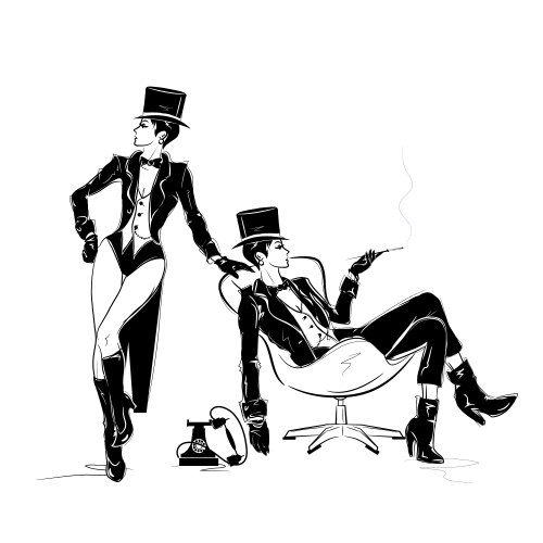 Fashion girl in sketch style Vector Image