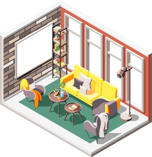 Interior office conference room isometric view Vector Image