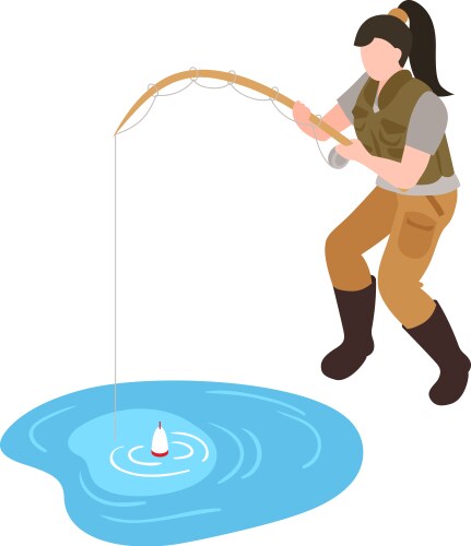 Fishing fisherman isometric flowchart Royalty Free Vector