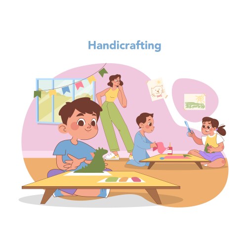Handicraft session flat Royalty Free Vector Image