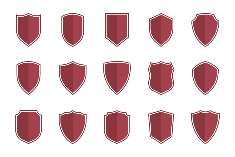 Shield symbols in flat style for web design vector image