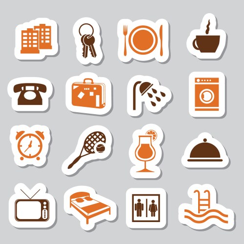 hotel and accommodation stickers vector image