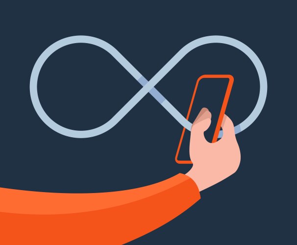 Infinite scrolling - user scrolls down the page vector image