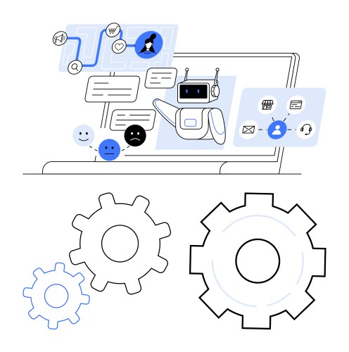 Ai chatbot assisting users through automated tools vector image