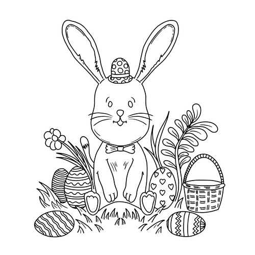 Cute Easter Bunny Sketch Vector Image