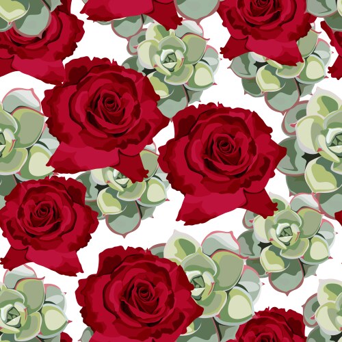 Seamless pattern with lilies and roses Royalty Free Vector