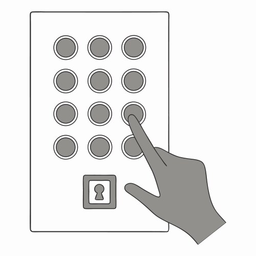 Hand pressing numeric keypad access code vector image